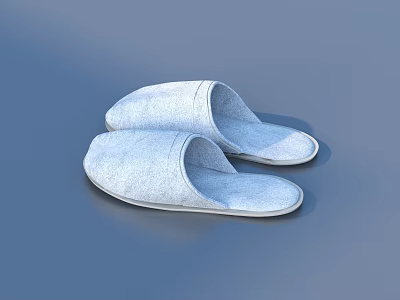 Comfortable Gray Fabric Slippers With Simple Design And White Sole For Home Wear 3d model