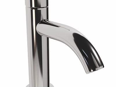 Modern Stainless Steel Faucet With Sleek Polished Surface And Curved Spout 3d model