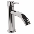 Modern Stainless Steel Faucet With Sleek Polished Surface And Curved Spout