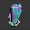 Glossy Colorful Stone Crystals In Purple Blue Yellow Hues With Black Background Reflections