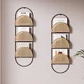 Wall Mounted Shelves With Black Frame And Beige Woven Panels For Home Interior Decor