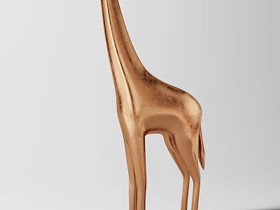 Golden Giraffe Decorative Ornament Combination With Metallic Material And Modern Minimalist Design 3d model