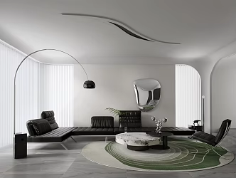 Modern Living Room Living Room Combination Sofa Floor Lamp Coffee Table Side Table Ornaments 3d model