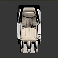 Modern Massage Chair Featuring White Beige Upholstery Black Red Trim And Contemporary Design