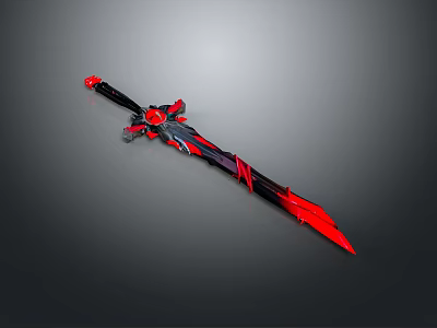 Futuristic Black and Red Sword Design With Sharp Blade And Decorative Handle 3d model