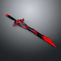 Futuristic Black and Red Sword Design With Sharp Blade And Decorative Handle 3d model