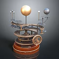 Intricate Mechanical Device With Golden Silver Spheres Gears And Spiral Structure On Decorative Base
