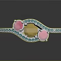 Elegant Silver Ring With Colorful Gemstones Yellow Pink And Blue Inlaid Design