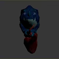 Colorful 3D Frog Model With Glowing Purple Eyes Blue Feet And Red Branch