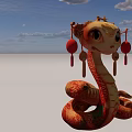 Year of the Snake Mascot Year of the Snake Online Red Pushcard Spring Festival Meichen Year of the Snake Online Red Cute Snake Country Korea Meichen 3d model