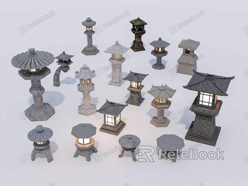 Stone lamp, ground lamp, landscape lamp, garden lamp, lamp post, stone lantern, Japanese stone lantern model