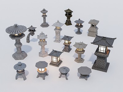 Stone lamp, ground lamp, landscape lamp, garden lamp, lamp post, stone lantern, Japanese stone lantern 3d model