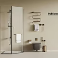 Modern Glass Shower Enclosure With Towel Rack Toilet And Bathroom Accessories