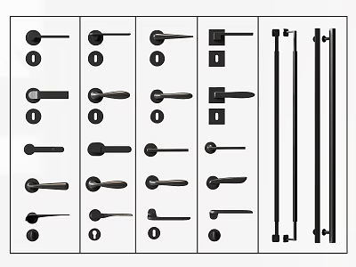 Various Styles of Modern Door Handles with Different Designs for Home Interior Use 3d model