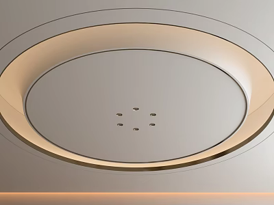 Elegant Modern Circular Ceiling Design With Golden Border And Recessed Lighting 3d model