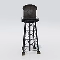Industrial Water Tower Equipment With Metal Frame Support And Platform Structure 3d model