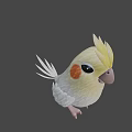 Cute Game Movie Character Parrot With Yellow Crest White And Yellow Feathers And Pink Beak