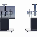 Iron Mobile TV Stand Structure With Wheels Supporting TV 3d model