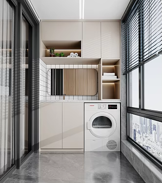 Modern Balcony Laundry Cabinet 3d model