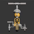 Yellow And Gray Children's Tricycle With Three Wheels Seat And Handlebar