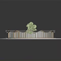 Architectural Model Of Circular Building With Wavy Roof And Central Trees