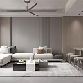 Modern Living and Dining Room Interior With Sofa Coffee Table Dining Table And Chairs 3d model