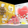 WENJIU PROPERTY Exhibition Display With Cartoon Bears Pink Castle And Red Heart Elements