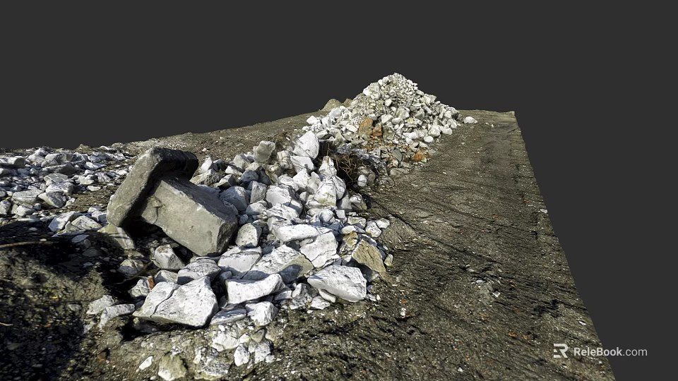 Urban Building Complex Construction Site With Concrete Debris And Stone Piles 3d model 