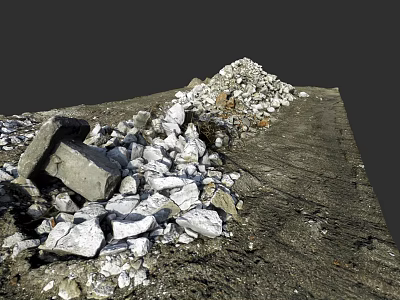 Urban Building Complex Construction Site With Concrete Debris And Stone Piles 3d model