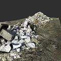 Urban Building Complex Construction Site With Concrete Debris And Stone Piles