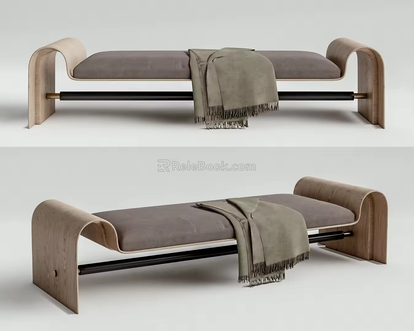 Modern Bed End Stool Bench Low Step Bed End Stool 3d model