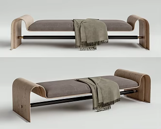 Modern Bed End Stool Bench Low Step Bed End Stool 3d model