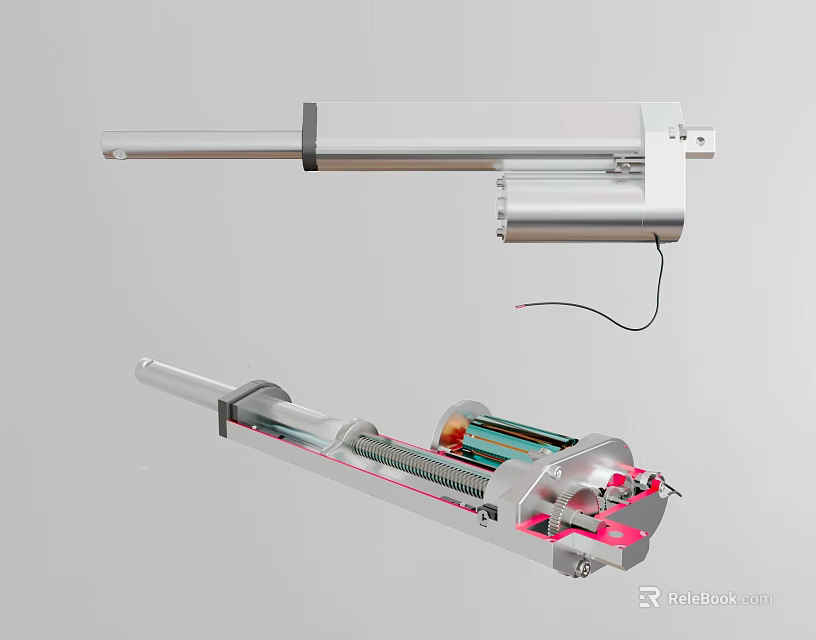 Industrial Linear Actuator Equipment With Internal Structure Electric Motor And Screw Components 3d model 