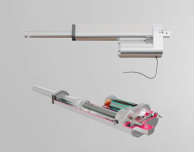 Industrial Linear Actuator Equipment With Internal Structure Electric Motor And Screw Components 3d model