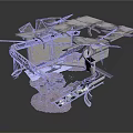 Damaged Mechanical Structure With Exposed Cables Broken Panels Metal Framework And Concrete Base