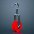 Red Rubber Tire With Silver Metal Hook And Double Wheel Pulley Design