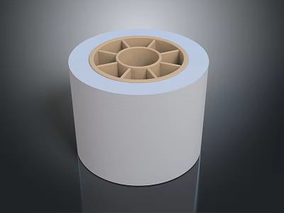 White Paper Roll With Brown Circular Core And Cylindrical Structure Design 3d model