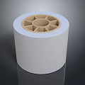 White Paper Roll With Brown Circular Core And Cylindrical Structure Design 3d model