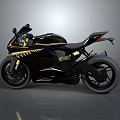 Sleek Black Motorcycle Featuring Gold Accents And Modern Sporty Design Details
