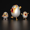 Funny Cartoon Egg Characters With Surprised Expressions Running Poses And Golden Feet