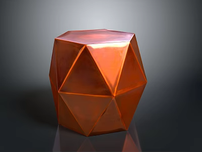 Copper Polyhedral Decorative Stool With Modern Geometric Design And Reflective Surface 3d model