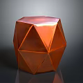 Copper Polyhedral Decorative Stool With Modern Geometric Design And Reflective Surface
