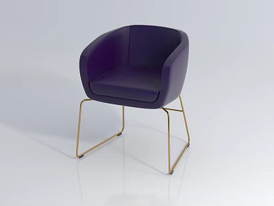 Purple Leather Accent Chair with Gold Metal Legs Modern Minimalist Design 3d model