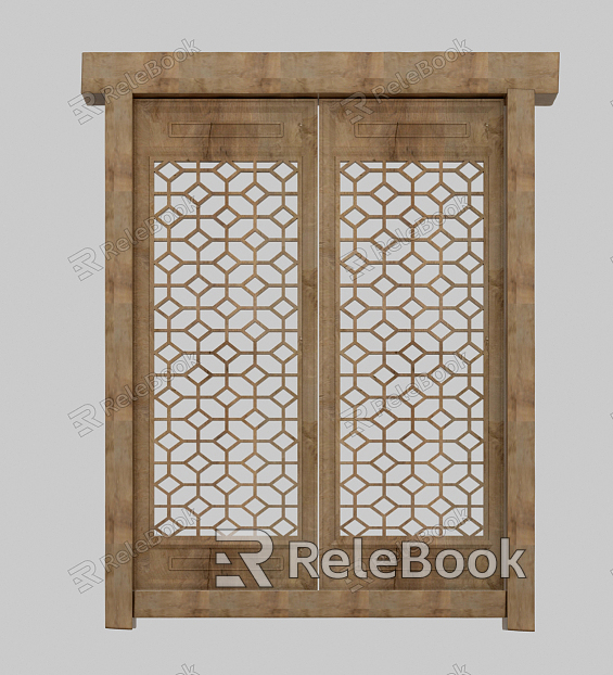 New Chinese-style Window Solid Wood Hollow-out Carved Window model