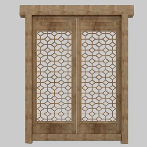 New Chinese-style Window Solid Wood Hollow-out Carved Window 3d model