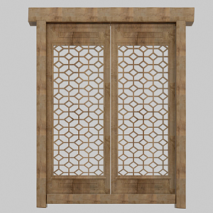 New Chinese-style Window Solid Wood Hollow-out Carved Window 3d model