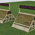 Outdoor Wooden Playground Equipment with Triangular Frame and Climbing Net for Kids
