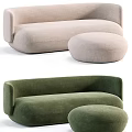 Modern Sectional Sofa With Ottoman In Cozy Neutral And Burgundy Color Options