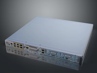 White Metallic Home Office Networking Device With Multiple Ports And Interfaces 3d model