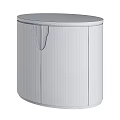 Modern Round Light Colored Bedside Table With Golden Middle Accent And Circular Top 3d model